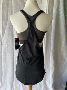 Under Armour Black Racerback Tank with Built-In Dark Gray Bra - Size XS